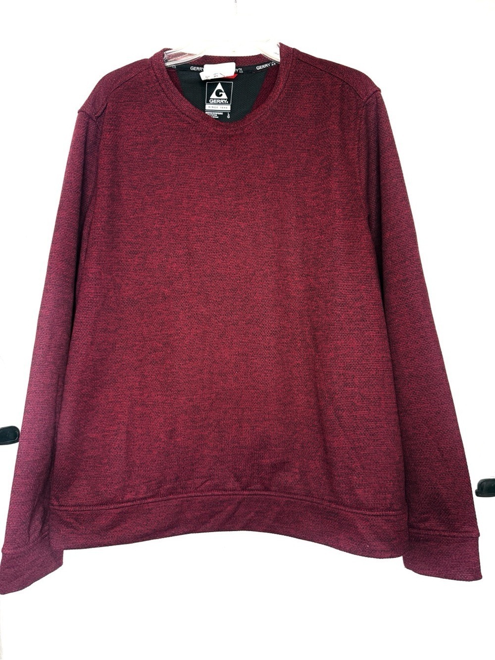 NEW-Gerry Men Dark Maroon Textured LongSleeve Crewneck Pullover Sweatshirt Top L